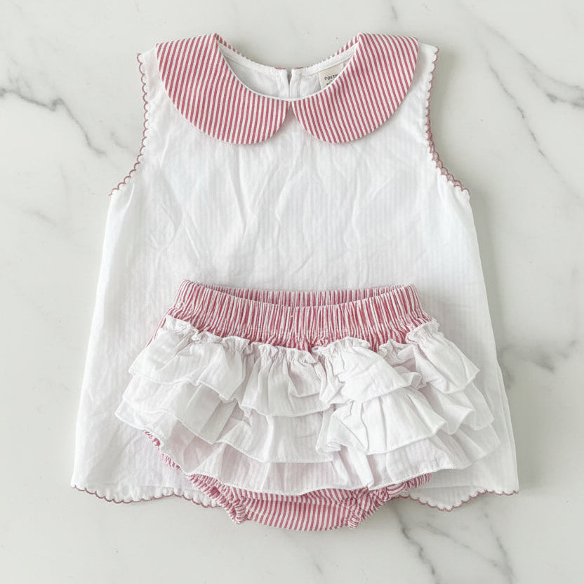 Red Striped Diaper Set