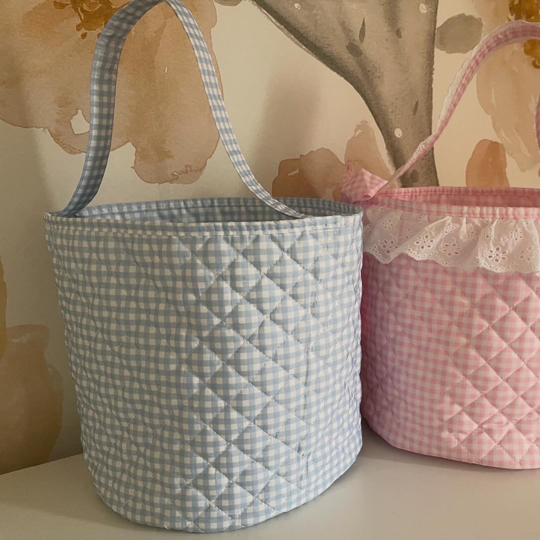 Custom Embroidered Easter Basket (Blue)