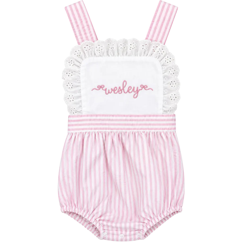 Personalized Pink Striped Sunsuit
