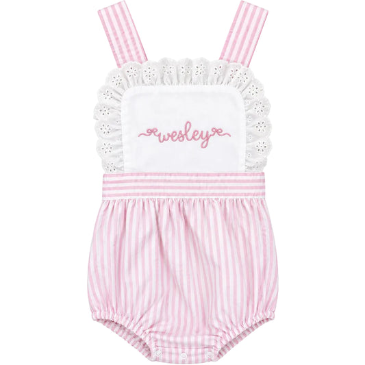 Personalized Pink Striped Sunsuit