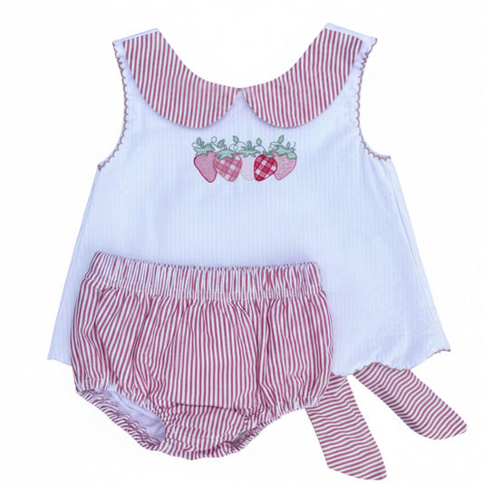 Strawberry Striped Diaper Set