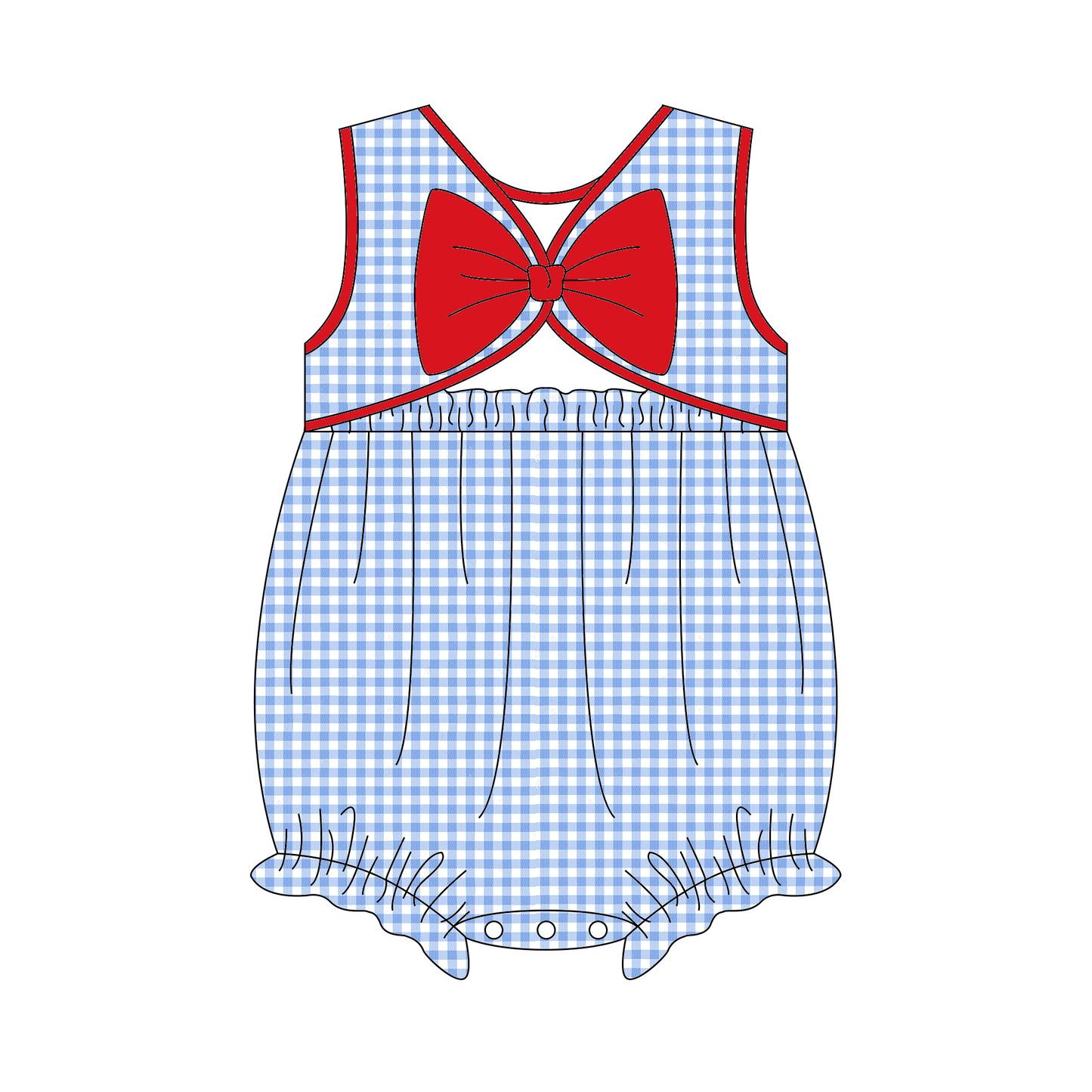 All American Gingham Bubble with Bow (PREORDER)