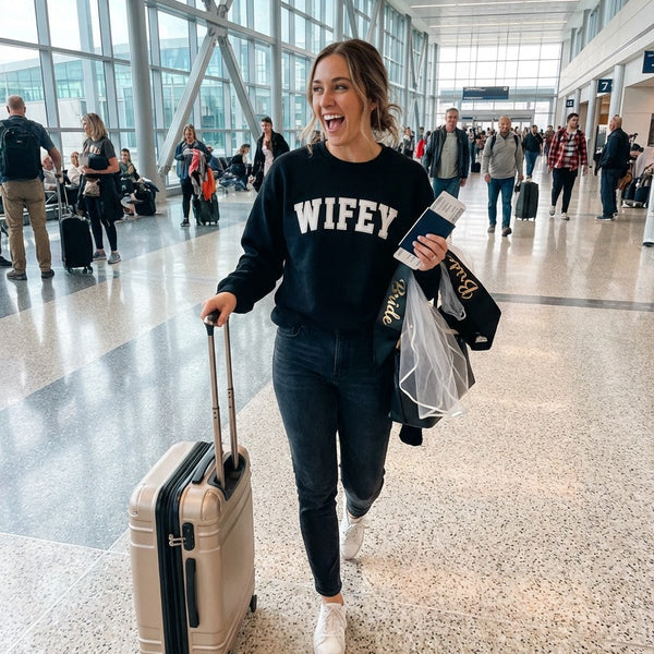 Applique Embroidered Wifey Crewneck