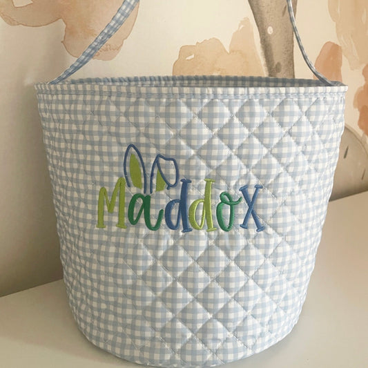 Custom Embroidered Easter Basket (Blue)