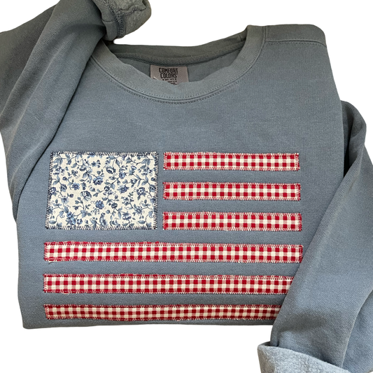 American Flag Appliqué Crew
