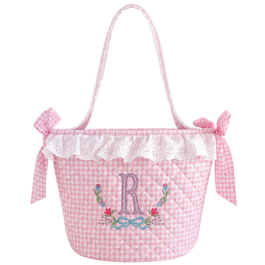 Custom Embroidered Easter Basket (PINK)