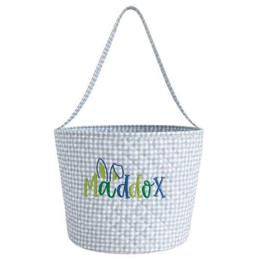 Custom Embroidered Easter Basket (Blue)